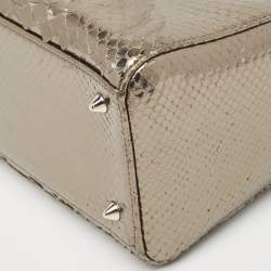 Pre Owned Dior Metallic Python Medium Lady Dior Tote
