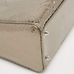 Pre Owned Dior Metallic Python Medium Lady Dior Tote
