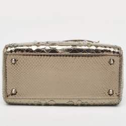 Pre Owned Dior Metallic Python Medium Lady Dior Tote