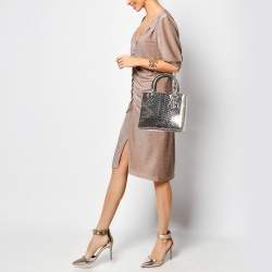 Pre Owned Dior Metallic Python Medium Lady Dior Tote