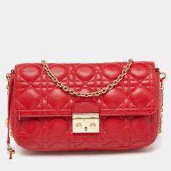 Dior Red Cannage Leather Miss Dior Promenade Chain Clutch