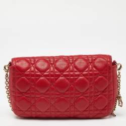 Dior Red Cannage Leather Miss Dior Promenade Chain Clutch