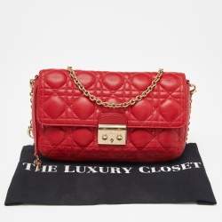 Dior Red Cannage Leather Miss Dior Promenade Chain Clutch