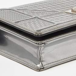 Dior SIlver Micro Cannage Patent Leather Diorama Wallet On Chain