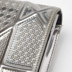 Dior SIlver Micro Cannage Patent Leather Diorama Wallet On Chain
