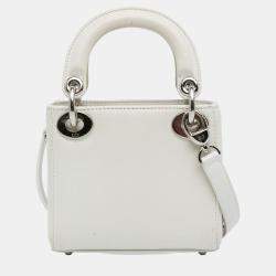 Dior White Micro Sequin Accented Lady Dior Bag
