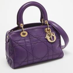 Pre Owned Dior Purple Leather Granville Polochon Bag