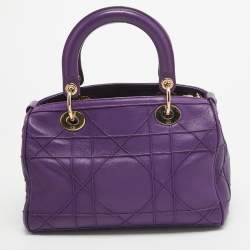 Pre Owned Dior Purple Leather Granville Polochon Bag