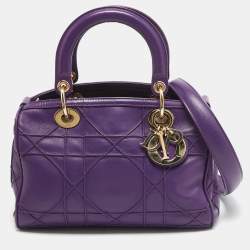Pre Owned Dior Purple Leather Granville Polochon Bag