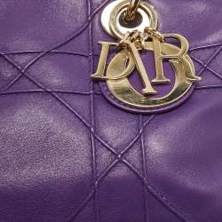 Pre Owned Dior Purple Leather Granville Polochon Bag