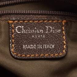 Pre Owned Dior Brown/Beige Oblique Canvas and Leather East/West Boston Bag