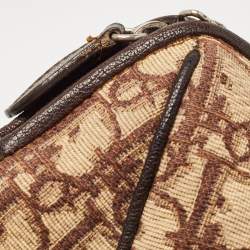 Pre Owned Dior Brown/Beige Oblique Canvas and Leather East/West Boston Bag