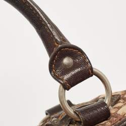 Pre Owned Dior Brown/Beige Oblique Canvas and Leather East/West Boston Bag