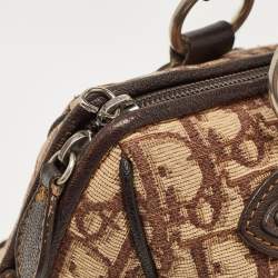 Pre Owned Dior Brown/Beige Oblique Canvas and Leather East/West Boston Bag
