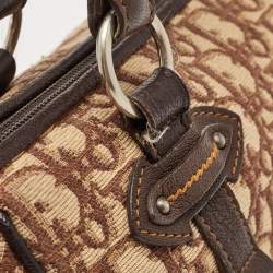 Pre Owned Dior Brown/Beige Oblique Canvas and Leather East/West Boston Bag