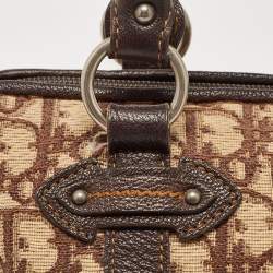 Pre Owned Dior Brown/Beige Oblique Canvas and Leather East/West Boston Bag