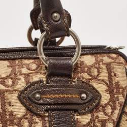 Pre Owned Dior Brown/Beige Oblique Canvas and Leather East/West Boston Bag