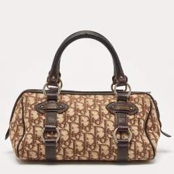 Pre Owned Dior Brown/Beige Oblique Canvas and Leather East/West Boston Bag