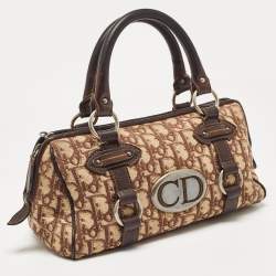 Pre Owned Dior Brown/Beige Oblique Canvas and Leather East/West Boston Bag