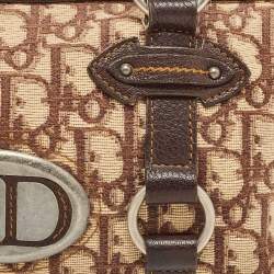Pre Owned Dior Brown/Beige Oblique Canvas and Leather East/West Boston Bag