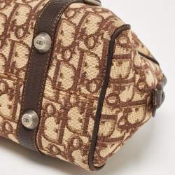 Pre Owned Dior Brown/Beige Oblique Canvas and Leather East/West Boston Bag
