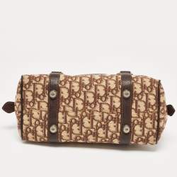 Pre Owned Dior Brown/Beige Oblique Canvas and Leather East/West Boston Bag