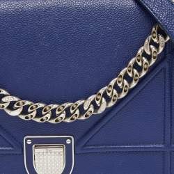 Pre Owned Dior Blue Leather Medium Diorama Flap Shoulder Bag