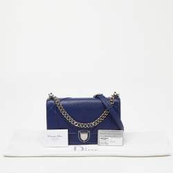 Pre Owned Dior Blue Leather Medium Diorama Flap Shoulder Bag