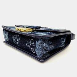 Pre Owned Christian Dior 30 Blue Canvas Montaigne Flowers Shoulder Bag