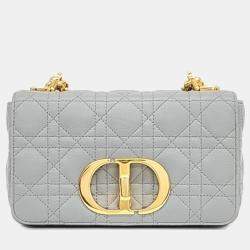 Pre Owned Christian Dior Grey Leather Cannage Small Caro Shoulder \ Bag 
