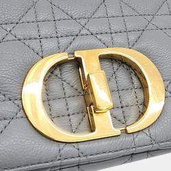 Pre Owned Christian Dior Grey Leather Cannage Small Caro Shoulder \ Bag 