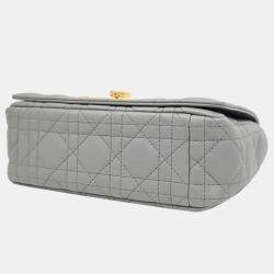 Pre Owned Christian Dior Grey Leather Cannage Small Caro Shoulder \ Bag 