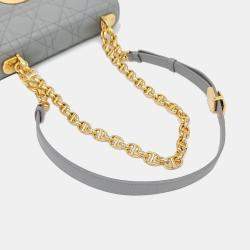 Pre Owned Christian Dior Grey Leather Cannage Small Caro Shoulder \ Bag 
