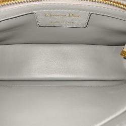 Pre Owned Christian Dior Grey Leather Cannage Small Caro Shoulder \ Bag 