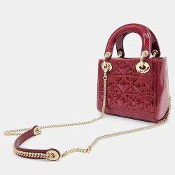 Dior Red Patent Leather Mini Lady Dior Tote Bag