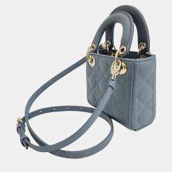 Dior Blue Cannage Leather Micro Lady Dior Tote Bag