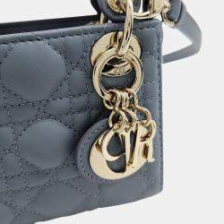 Dior Blue Cannage Leather Micro Lady Dior Tote Bag