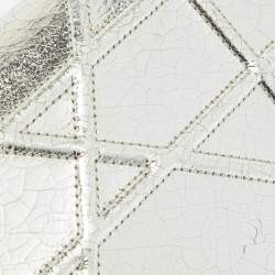 Pre Owned Dior Silver Crackled Patent Leather Diorama Chain Clutch