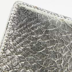 Pre Owned Dior Silver Crackled Patent Leather Diorama Chain Clutch