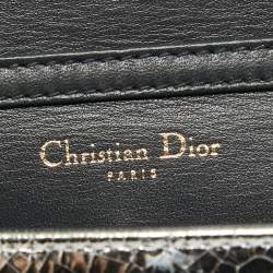 Pre Owned Dior Silver Crackled Patent Leather Diorama Chain Clutch