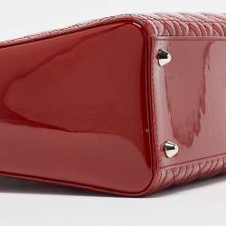 Pre Owned Dior Red Cannage Patent Leather Large Lady Dior Tote
