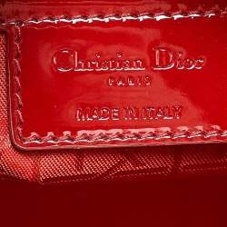 Pre Owned Dior Red Cannage Patent Leather Large Lady Dior Tote