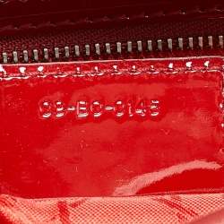 Pre Owned Dior Red Cannage Patent Leather Large Lady Dior Tote