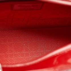 Pre Owned Dior Red Cannage Patent Leather Large Lady Dior Tote