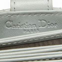 Pre Owned Dior Grey Cannage Patent Leather Lady Dior 5 Gusset Card Holder