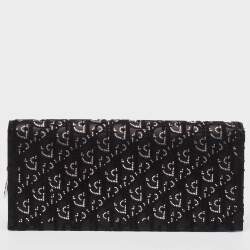 Dior Black Oblique Satin Lady Dior Crystals Chain Clutch