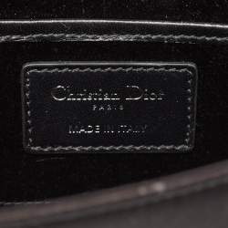 Dior Black Oblique Satin Lady Dior Crystals Chain Clutch