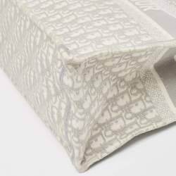 Pre Owned Dior Grey Oblique Embroidered Canvas Large Book Tote