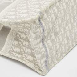 Pre Owned Dior Grey Oblique Embroidered Canvas Large Book Tote