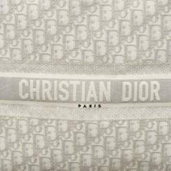 Dior Grey Oblique Embroidered Canvas Large Book Tote